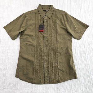 Murano Sport Shirt Men's L Army Green Short Sleeve Cubano Style NEW NWT MSRP $65